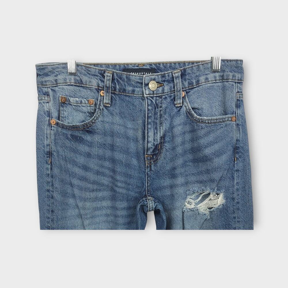 Womens Aeropostale Low Rise 90s Baggy Distressed Blue Jeans Size 6 - Picture 3 of 6